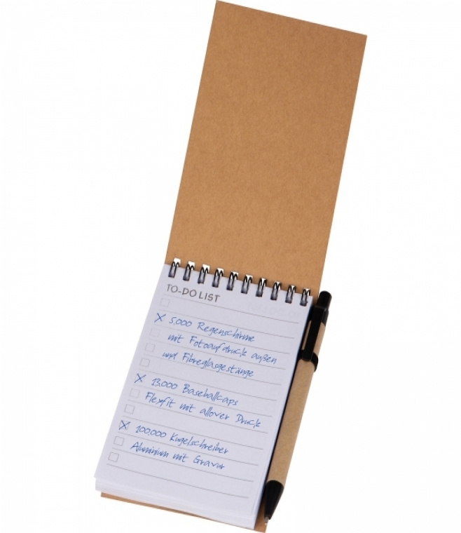 Notatnik w linie z długopisem