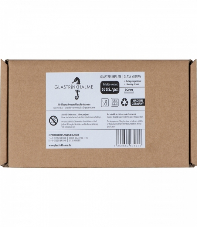 Słomka do napojów szklana 20 cm