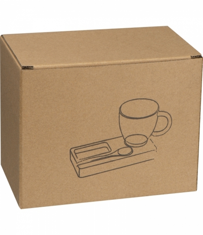 Taca z łyżeczką i szklanym kubkiem 150 ml 200 ml