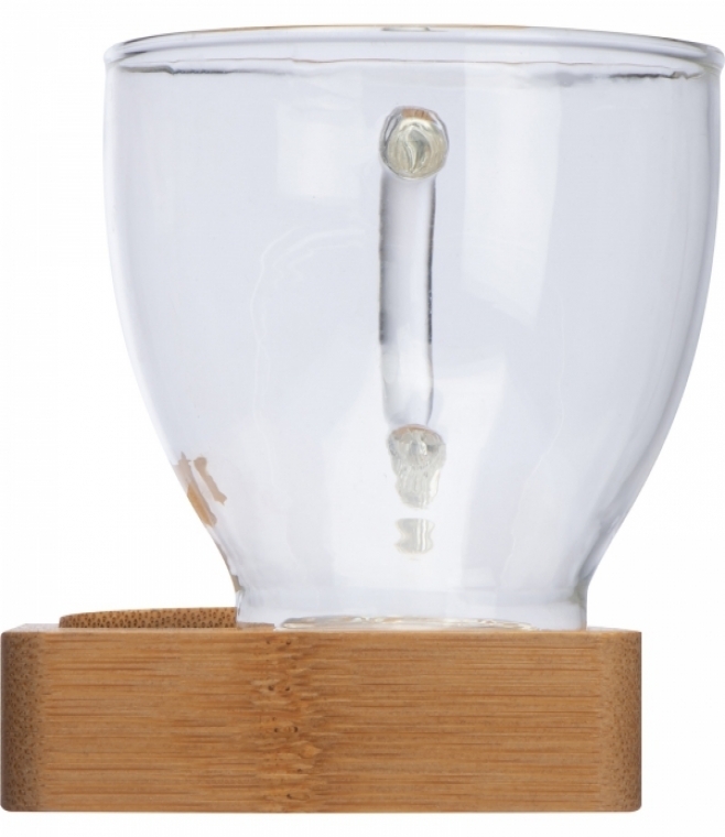 Taca z łyżeczką i szklanym kubkiem 150 ml 200 ml