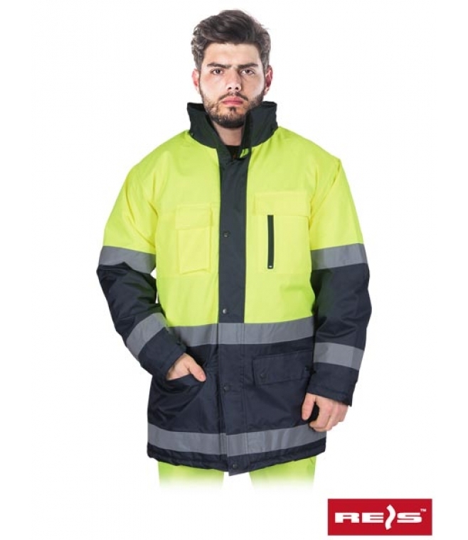 Kurtka ocieplana odblaskowa Blue orange/yellow