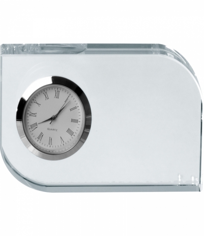 Szklany blok z zegarem