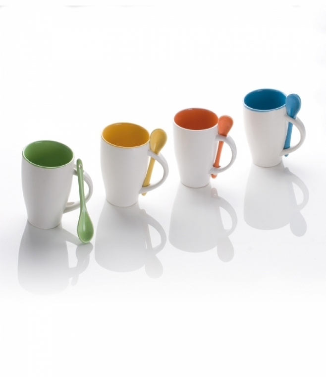 Kubek ceramiczny z łyżeczką 250 ml