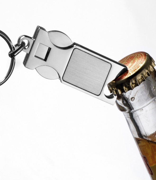Brelok metalowy otwieracz do butelek z żetonem